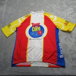 Sugoi Cycling Jersey Mens XXL White Tour de Cure Short‎ Raglan Sleeve Half Zip